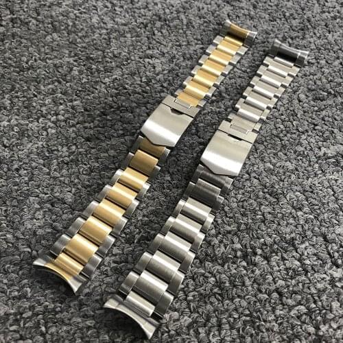 CARLYWET 22mm Silver Middle Gold High Quality 316L Stainless Steel Silver Watch Band Straps watchbands For Tudor Black Bay