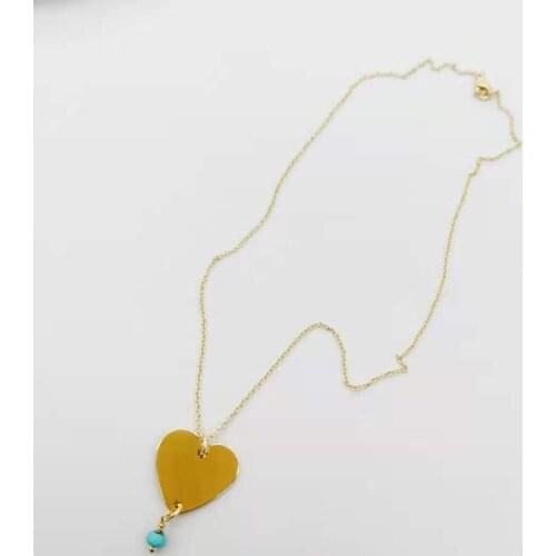 Turquoise Necklace Heart 14K Gold Filled Neck Chains Pendants Unusual Genuine Gemstones For Delicate Women Gift Trend Jewelry