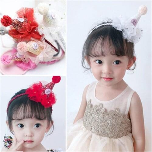 Headbands For Kids Girl Princess Hairbands Yarn Crown Bow Knot Tiara Accordion Child Hair Accessories Korean Handmade Wholesale