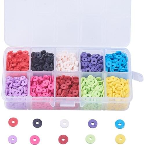 1 Box 10 Colors Environmental Handmade Polymer Clay Beads 4/6/8mm Disc/Flat Round Heishi Beads Mixed Color