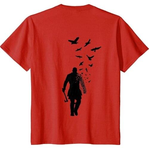 Viking Ragnar Lothbrok With Flock Of Ravens Printed On Back T-Shirt 2019 Hot Sale Super Fashion Summer Casual Man Tee Shirts
