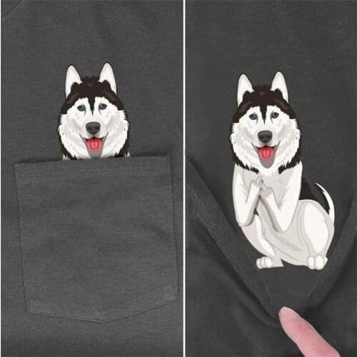CLOOCL Cotton T-Shirt Fashion Pocket Husky Printed T-shirt Mens for Women Shirts Harajuku Casual Tops Cotton Tees