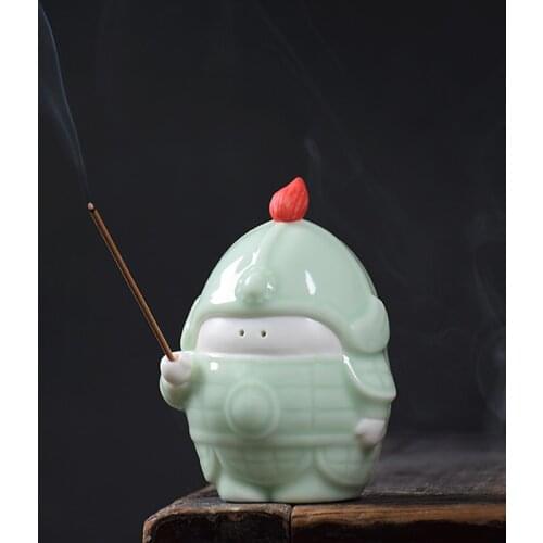 Ceramic incense burner stick seat Buddhist soldier line incense plate sandalwood coil base temple yoga studio home decoration