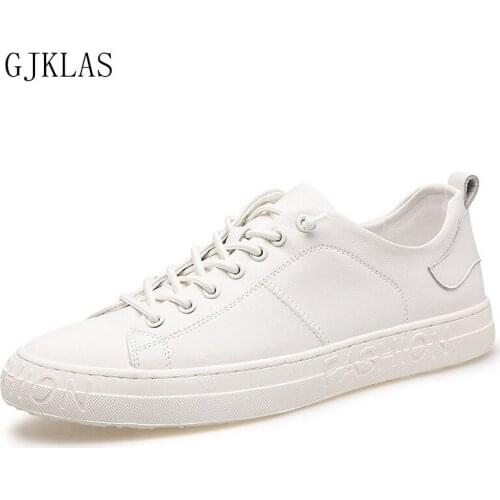 Real Leather Non-Slip Men Sneakers White Breathable Casual Male Outdoor Walking Shoes Fashion Flat High-Quality Shoes Comfort