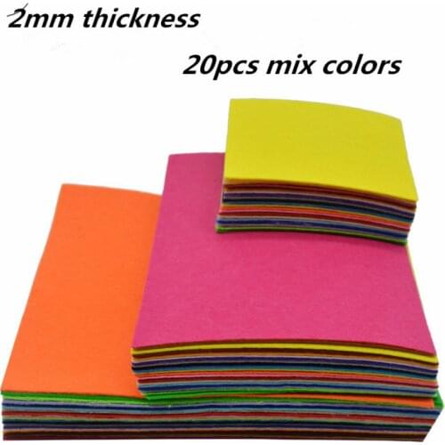 T-N 2mm Thickness 20pcs Non Woven Fabric Polyester Felt Wool Decoration Sewing Dolls Crafts Mixed Color 15*15cm 30*20cm 30*30cm