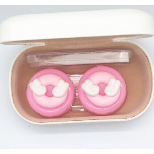 LIUSVENTINA Hot Sale DIY Resin Cute Wing Doughnut Combo Contact Lens Case Box Container for Color Lenses Gift for Girls