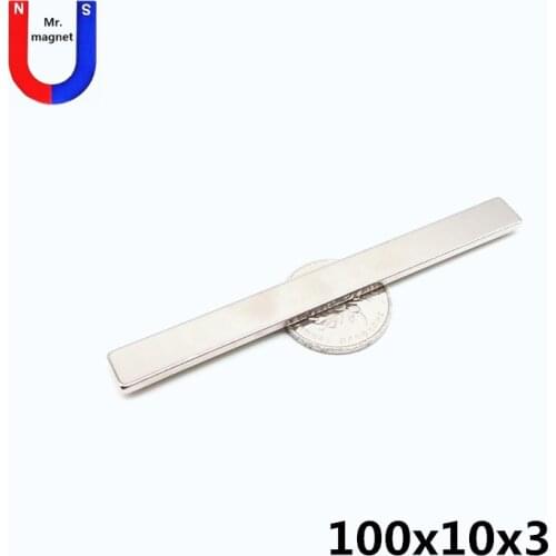 10/30/100pcs 100x10x3 magnet super strong N52 large square neodymium magnet 100*10*3 rare earth material 100x10x3 mm magnet Bulk