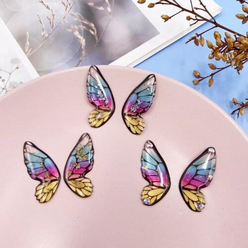 Minar Trendy Neon Rainbow Gradient Butterfly Drop Earrings for Women Colorful Resin Sequins Cicada Wings Earrings Party Jewelry