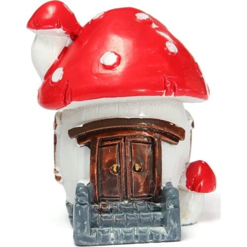 Miniature Escalator Moss Mushroom House Dollhouse Garden Fairy Ornament Pot Plant Craft Home Decor Red