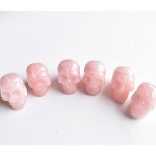 Fashion best selling top quality natural pink stone carved skull charms pendants for jewelry making 6pcs/lot wholesale