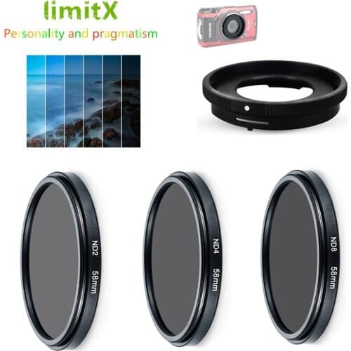 Filter set ND Neutral Density ND2 ND4 ND8 & Adapter Ring for Olympus TG-6 TG-5 TG-4 TG-3 TG-2 TG-1 TG5 TG4 TG3 TG2 TG1