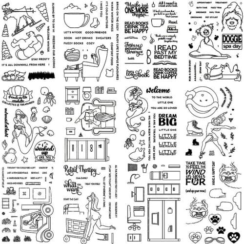 Welcome Winter Office Desks Mermaid Retail Therapy Sentences Transparent Clear Stamps for DIY Scrapbooking Crafts Cards Making