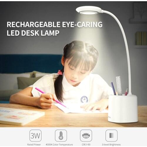 Desk Lamp Yoobao E3 Rechargeable Eye-caring LED with 3-level Brightness Touch Control 360° Flexible Hose Phone Stand White/Pink