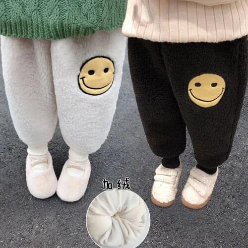 Girls' new winter childrens clothes childrens baby kids boys plush cartoon pants trousers fashion warm pants trousers P4 250