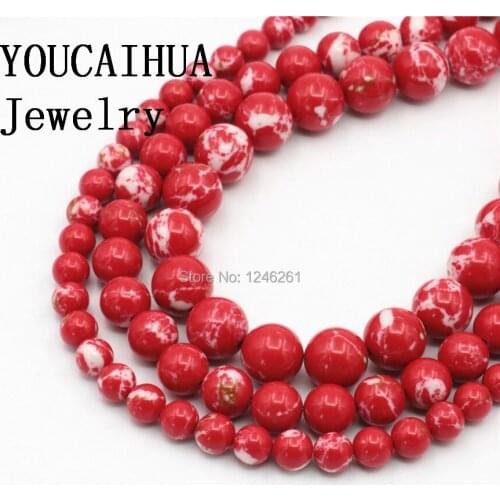 YOUCAIHUA New Arrival Wholesale Red King Turkey Stone 6/8/10mm Beads Jewellery DIY Parts Accessories Manual Women Gift 15inch