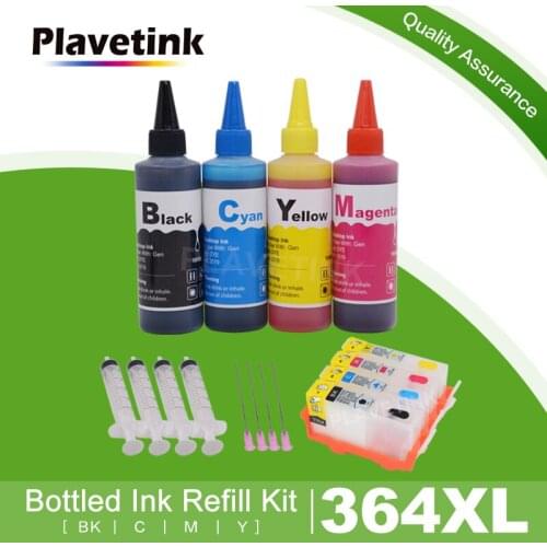 Plavetink 4 Color Dye Ink Refill Kits + Refill Cartridge For HP 364 Photosmart B8550 B8553 B8558 C6380 C6383 C5324 Printer Ink
