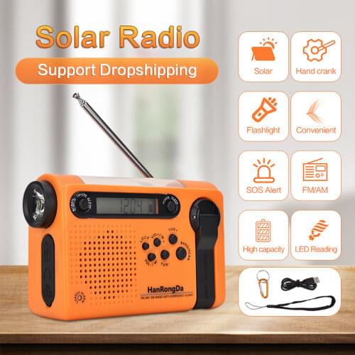 Portable Solar Full Band Radio for Outdoor Camping Hiking FM AM Flashlight Power Bank Multifunctional Radiogram