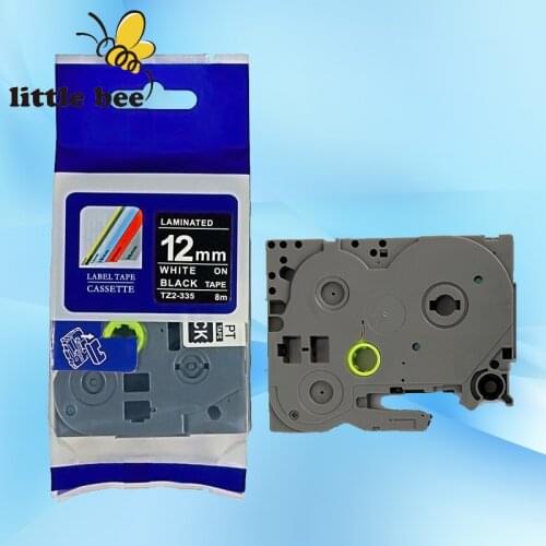 Compatible for TZ label tape tze tz tape Tze335 tz335 tze 335 12mm*8m white on black Tze-335 P-touch Ribbon label maker