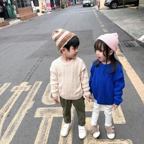 Childrens sweater new Korean version 2019 girls baby autumn and winter children solid color sweater boys girls sweaters