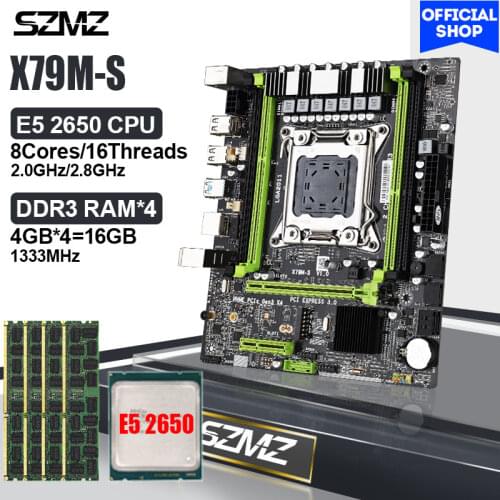 X79 Motherboard LGA 2011 Set with Xeon E5 2650 CPU 16GB DDR3 ECC 1600MHz RAM PC Base Plate X79 Gaming Kit Support E5 2689 2690