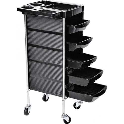 Hair Salon Instrument Storage Cart Adjustable Height Trolley Beauty Tools with 5 Drawers Barbershop Hair Salon Accessories