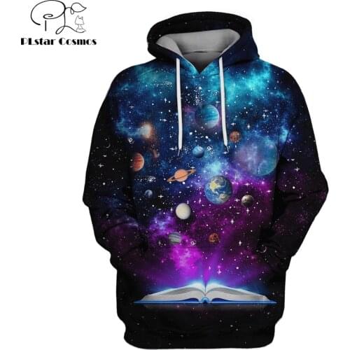 PLstar Cosmos 3D All planets in the universe from a book Full Printed Hoodie Unisex Galaxy Sweatshirt streetwear sudadera hombre