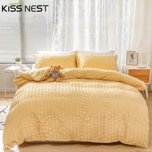 Japan And Korean Style,Plain Dyed Seersucker Technics,2-3 Sets Of Bedding Set Luxury,Nordic Bed Cover 150,Duvet Cover 200x200