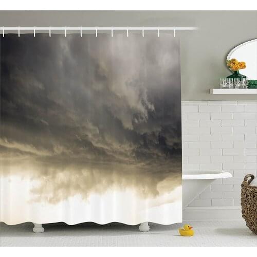Apartment Shower Curtain Heavy Storm Clouds in Dark Sky Hurricane Weather Cloudscape Mass of Liquid Droplets Bathroom Curtains