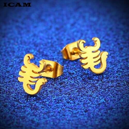 ICAM 2019 Hot Sale New Fashion Trendy Earrings Brincos Oorbellen Simple Stainless Steel Scorpion Shape Stud Earrings for Women