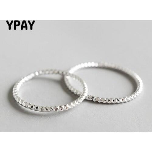YPAY 100% Real 925 Sterling Silver Ring Simple Glint Gleam Thin Little Finger Rings For Women Fine Jewelry Gift Hot Sale YMR536