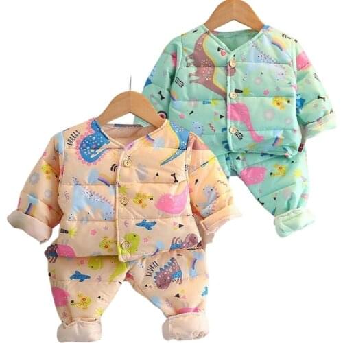 Winter Cotton Clothes Suit Thick Coat+Pants 2 Pcs Withstand The Severe Cold Children Clothing Baby Girls Boys Warm Clothing Set
