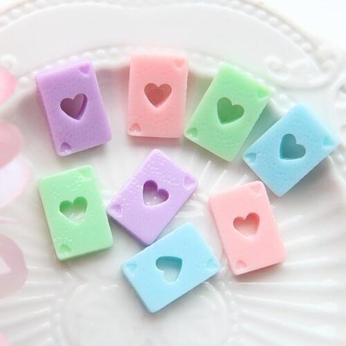 10pcs/lot Kawaii Cute DIY Resin Colored Playing CARDS Decoration Crafts Flatback Cabochon Embellishments For Scrapbooking XL817