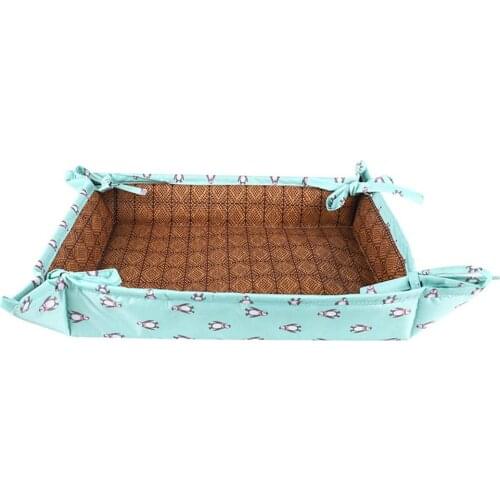 2 In 1 Summer Rattan Woven Cat Bed Foldable Pet Cooling Mat Cat Summer Sleeping Mat Cat Nest Liner For Kittens Dual Purpose