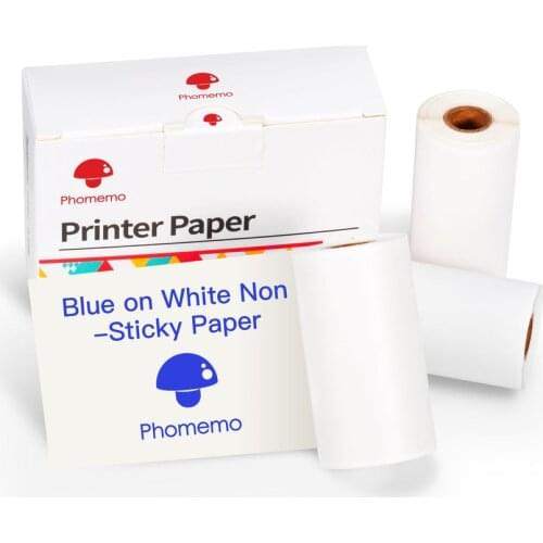 Phomemo Thermal Self-Adhesive Paper For M02 M02S M02Pro Bluetooth-Compatible Mini Printer Blue on White Paper 53mm*5M 3Rolls