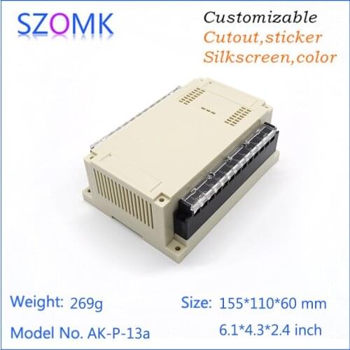 4 pcs, 155*110*60mm plastic din rail electronics box with terminal blocks diy project box enclosure plastic housing switch box
