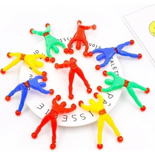 5 Pcs 9cm Prank Joke Toy Colourful Funny Viscosity Personage Halloween Kids Children Gags & Practical Jokes Wall Climbing Man