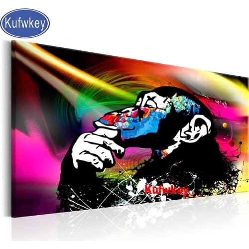 Abstract Color Black Apes Diamond Crystal Mosaic Diamond Embroidery Full Square/Round 5d Diy diamond painting Animal,Home Art