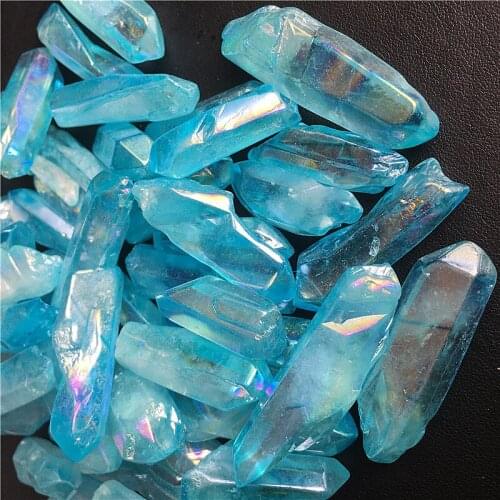 Aura Blue Quartz Crystal Specimen Natural Stones Minerals Gemstones Healing Reiki Home Decorations