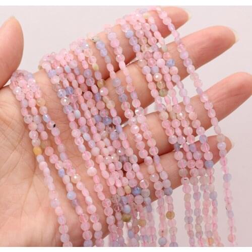 Fine Natural Stone Morgan Beads Flat Round Crystal Spacer Bead for Jewelry Making Women Bracelet Necklace Gifts