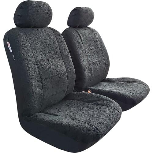 Black Sheepskin Seat Covers for Cars Trucks SUVs, Faux Fur Lambswool Soft Auto Protectors, Universal Size Airbag Compatible