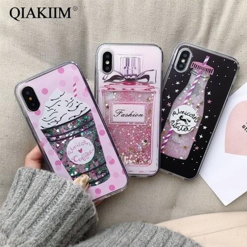 Phone Case For iPhone X XR XS Max 6 6S Plus Cases Glitter Liquid Quicksand Luxury Perfume Case For iPhone 7 8 Plus Cover Coque