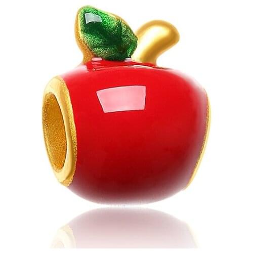 Hot sale Pure 24K Yellow Gold Bracelet 3D 999 Gold Red Apple Bracelet