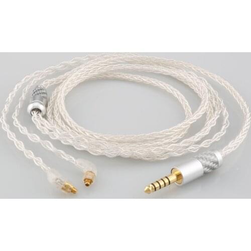 HiFi 99% Pure Silver 8 Core 2.5mm 4.4mm XLR Headphone Earphone Cable For Etymotic ER4SR ER4XR ER3XR ER3SE ER2XR ER2SE