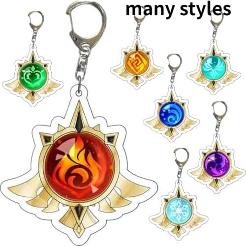 Game Genshin Impact Eyes Of God Mondstadt Liyue Key Chains Two-sided Keychain Acrylic Pendant Keyring keychain accessories