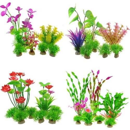 Fish Tank Landscaping Combination Simulation Water Plants Aquarium Plastic Plants Fake Flowers And Plants Decorative Ornaments