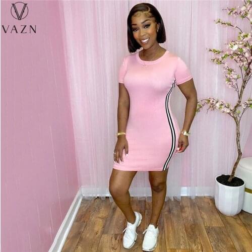 VAZN 2021 Hot Popular Energy Daily Free Overalls Soft Young Style Regular Short Sleeve Women For Evening Robe