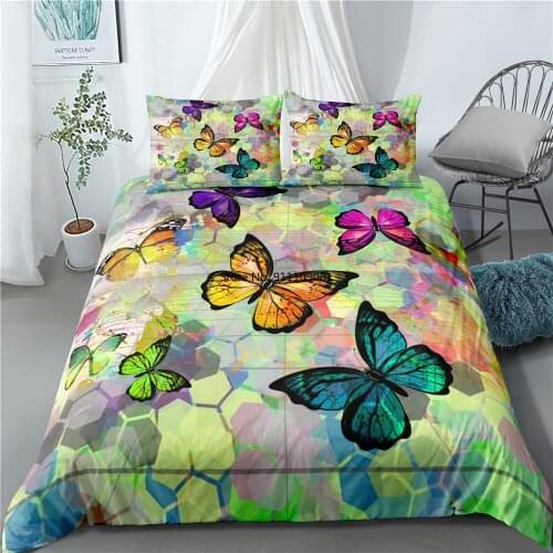 3D Bedding Sets Kids Fantasy Butterfly Duvet Cover and Pillowcase Single Twin Full Queen King Size 2-3Pcs Cartoon Comforter Set