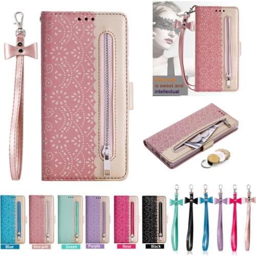 Lace Zipper Magnetic Flip Leather Case For Samsung Galaxy Note 10 Plus S21 S20 Plus S10 S9 S8 Plus S7 S6 Edge Phone Wallet Etui