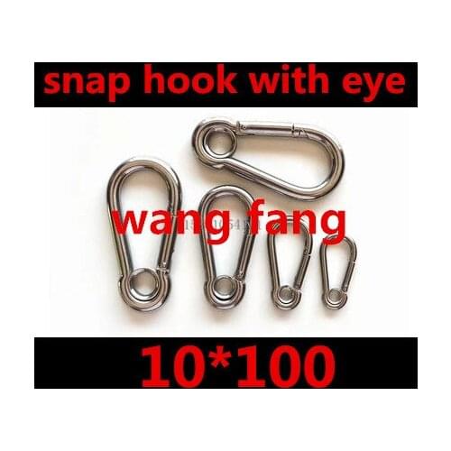 M10 10mm 10*100mm, snap hook with eye stainless steel 304 spring hook,carbine hook,carabiner,spring clip boat hardware rigging