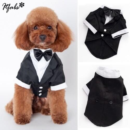Cute Pet Dog Coat Clothing Party Tuxedo Suit Bow Tie Charming Wedding Puppy Costume Coat Clothes Buttons